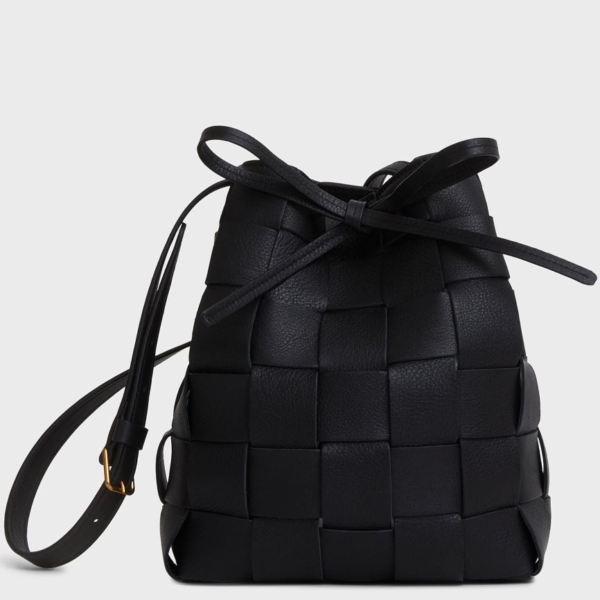 Women\'s Mansur Gavriel Upcycled Woven Mini Bucket Bags Black | AU 14M0HP